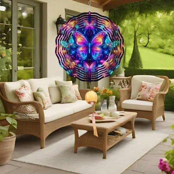 CIFbuy Outdoor 3D Butterfly Wind Spinner Iron Kinetic Garden Art Yard Balcony Wind Sculpture(TikTok, Temu Pick-up Service)