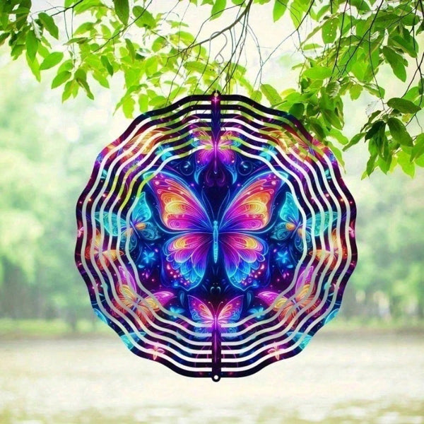 CIFbuy Outdoor 3D Butterfly Wind Spinner Iron Kinetic Garden Art Yard Balcony Wind Sculpture(TikTok, Temu Pick-up Service)