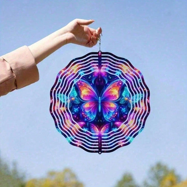 CIFbuy Outdoor 3D Butterfly Wind Spinner Iron Kinetic Garden Art Yard Balcony Wind Sculpture(TikTok, Temu Pick-up Service)