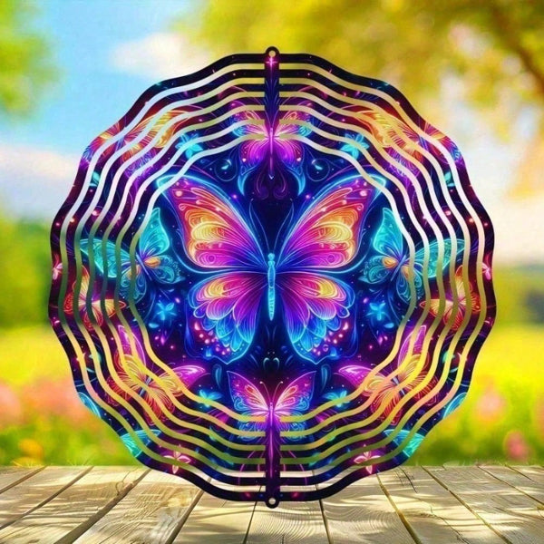 CIFbuy Outdoor 3D Butterfly Wind Spinner Iron Kinetic Garden Art Yard Balcony Wind Sculpture(TikTok, Temu Pick-up Service)